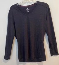 SEG'MENTS Womens Sz XL LS 100% Merino Wool V-Neck Sweater Top Black