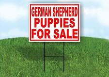 German Shepherd PUPPIES FOR SALE RED Yard Sign Road with Stand LAWN SIGN