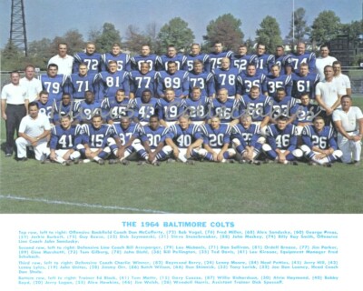 1964 BALTIMORE COLTS 8x10 TEAM PHOTO RAYMOND BERRY LENNY MOORE UNITAS MARCHETTI
