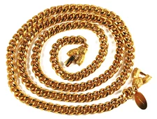 Lucien Piccard Gold Tone Curb Cuban Link Chain Necklace ~ Heavy 38 Inches