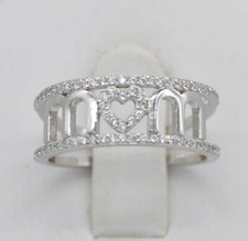 Beautiful MOM MOTHER ring  silver 925 ring, encrusted with CZ stone size 50 K