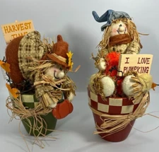 Scarecrow Halloween Harvest Time I Love Pumpking Fall Decorations / Set of 2