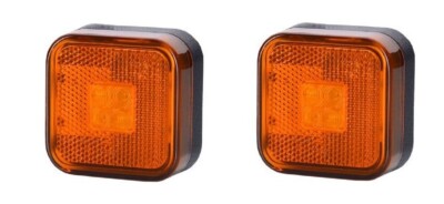 2X LED Amber Side Marker Lights Suitable for E-Marked Truck Trailers