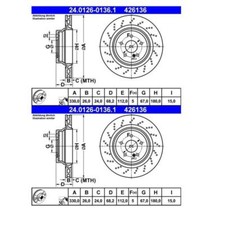 2x ATE 24.0126-0136.1 Bremsscheibe für Mercedes-Benz W211 S211 C219 2x ATE 24.0126-0136.1 Bremsscheibe für Mercedes-Benz W211 S211 C219