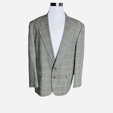Pierre Balmain Men  s 46R Green Beige Silk Wool 2 Button Ventless Blazer