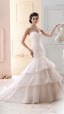 David Tutera Ivory Tea Rose Embroidered Strapless Wedding Gown Size 14 1600