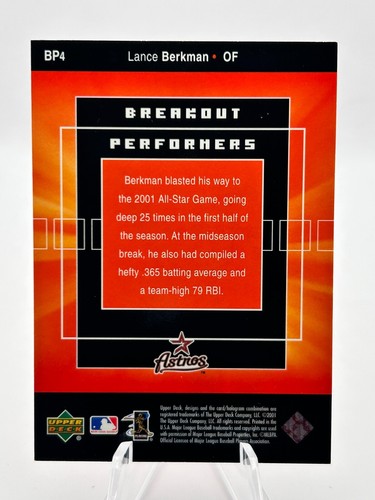 LANCE BERKMAN 2001 UPPER DECK BREAKOUT PERFORMER HOUSTON ASTROS #BP4 JT - Bild 2 von 2