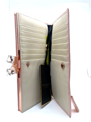 Ted Baker Patten Leather Large Rose Gold Wallet New with tag NWT TED BAKER London Light Pink Patent Crystal Popper Purse  main image 3