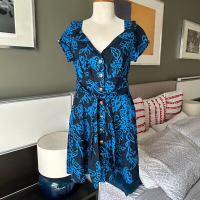 Free People A Thing Called Love Navy Linen Blend Retro Mini Dress NWOT  SMALL | eBay