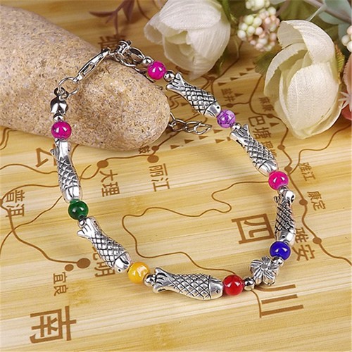 New Fashion Tibetan Silver Jewelry Beads Bangle Turquoise Chain Girl Bracelets - Picture 123 of 130