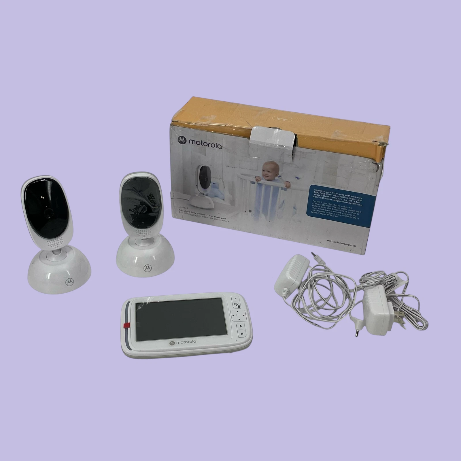 Motorola 5.0" Video Baby Monitor Two Camera Pack w/ Remote Model VM75-2 #BU0866