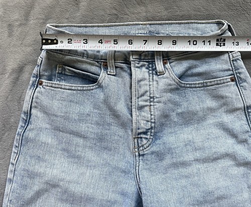 Old Navy Sky-Hi Straight Jeans Raw Hem Button Fly Denim Womens 0 Extra High Rise - Picture 8 of 11