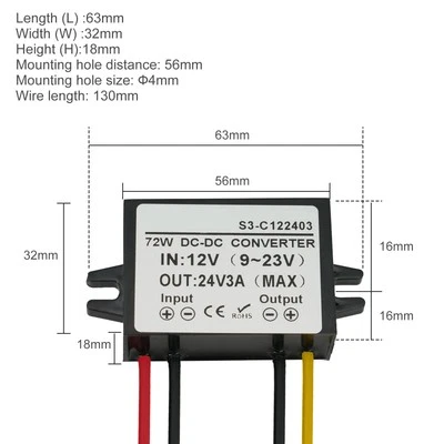 12V auf 24V DC Step Up Converter 3A Spannungsregler für verschiedene Geräte