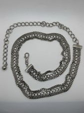 Heavy Metal Chunky Chain Belt Silver-tone XL to Plus 3X Size Biker Punk Rocker