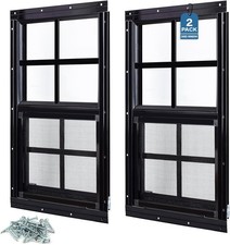 Shed Windows, 2 Pack 18"X36" Flush Mount Chicken Coop Windows with Tempered Glas