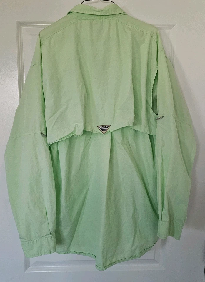 Columbia PFG Men's Long Sleeve Vented Fishing Shirt Size LT Light Green - Image 2 of 4
