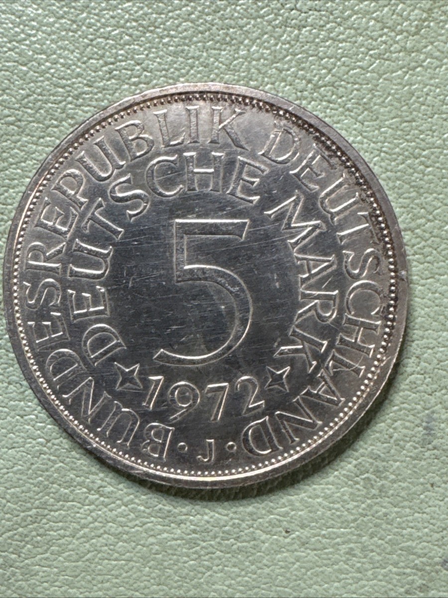 1972 J German 5 Mark .625 Silver KM 112.1 | eBay