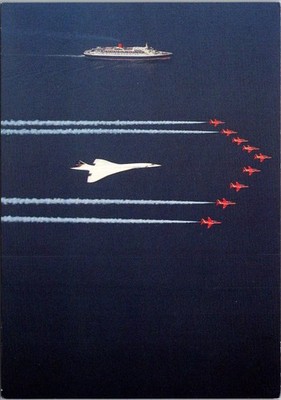 QE2 Concorde Red Arrows British Aviation Continental Postcard B302