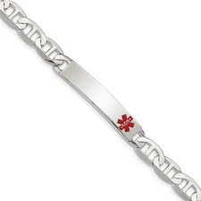 Sterling Silver Polished Medical Anchor Link ID Bracelet 8.5"