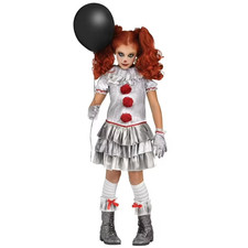 Child's Girl's Carn-Evil Carnival Clown Costume Girls Small 6 / 6X Halloween