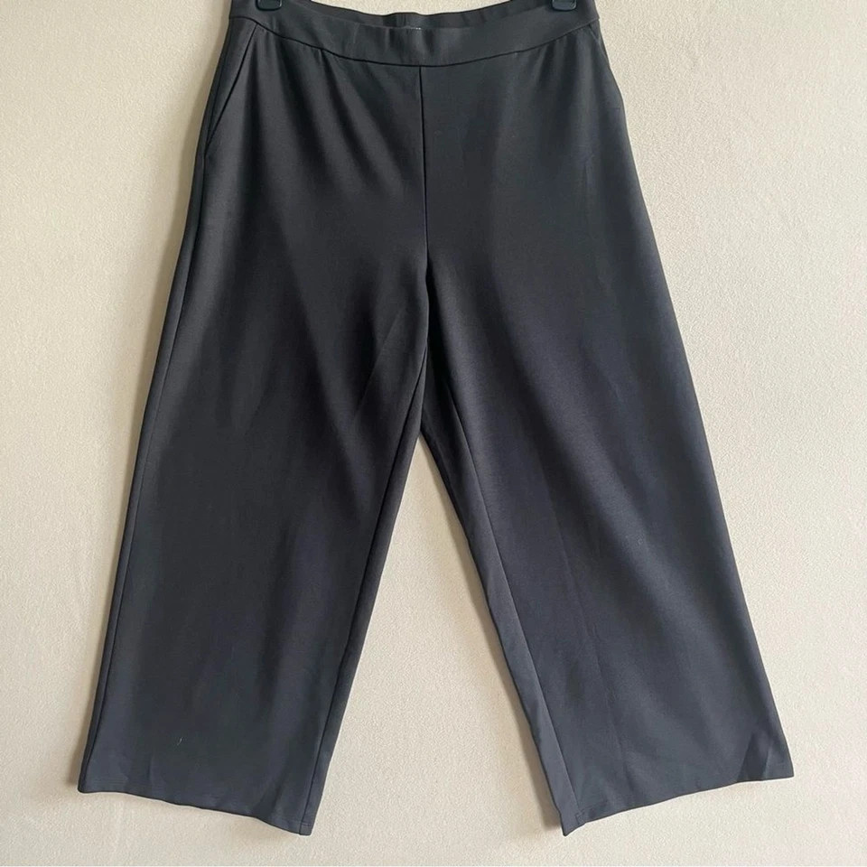 Eileen Fisher NUEVO Pantalón Lavable Flex Ponte Pierna Ancha Cintura Alta Espresso PL Foto 2 de 4