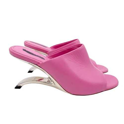 Alexander McQueen sandali donna arco pelle di vitello zeppa mules pelle rosa taglia 38