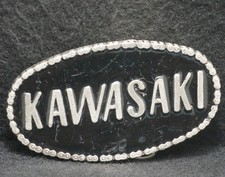 XC21113 VERY COOL VINTAGE 1970s  KAWASAKI  MOTORCYCLES BRAND MENS BELT BUCKLE