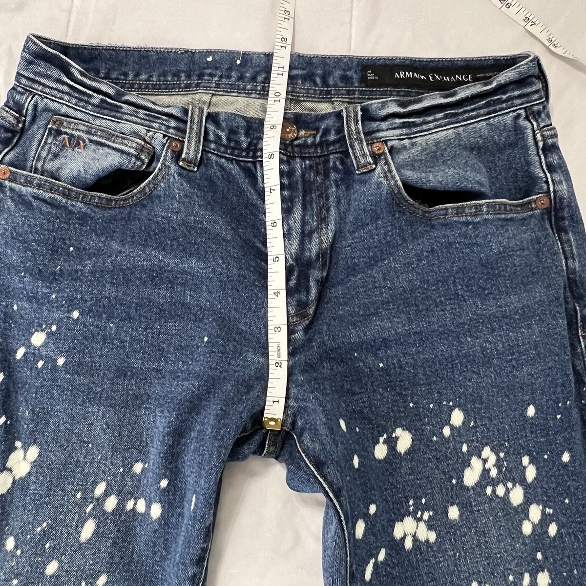 Armani Exchange Jeans Men 33 Slim Paint Splatter Destroyed