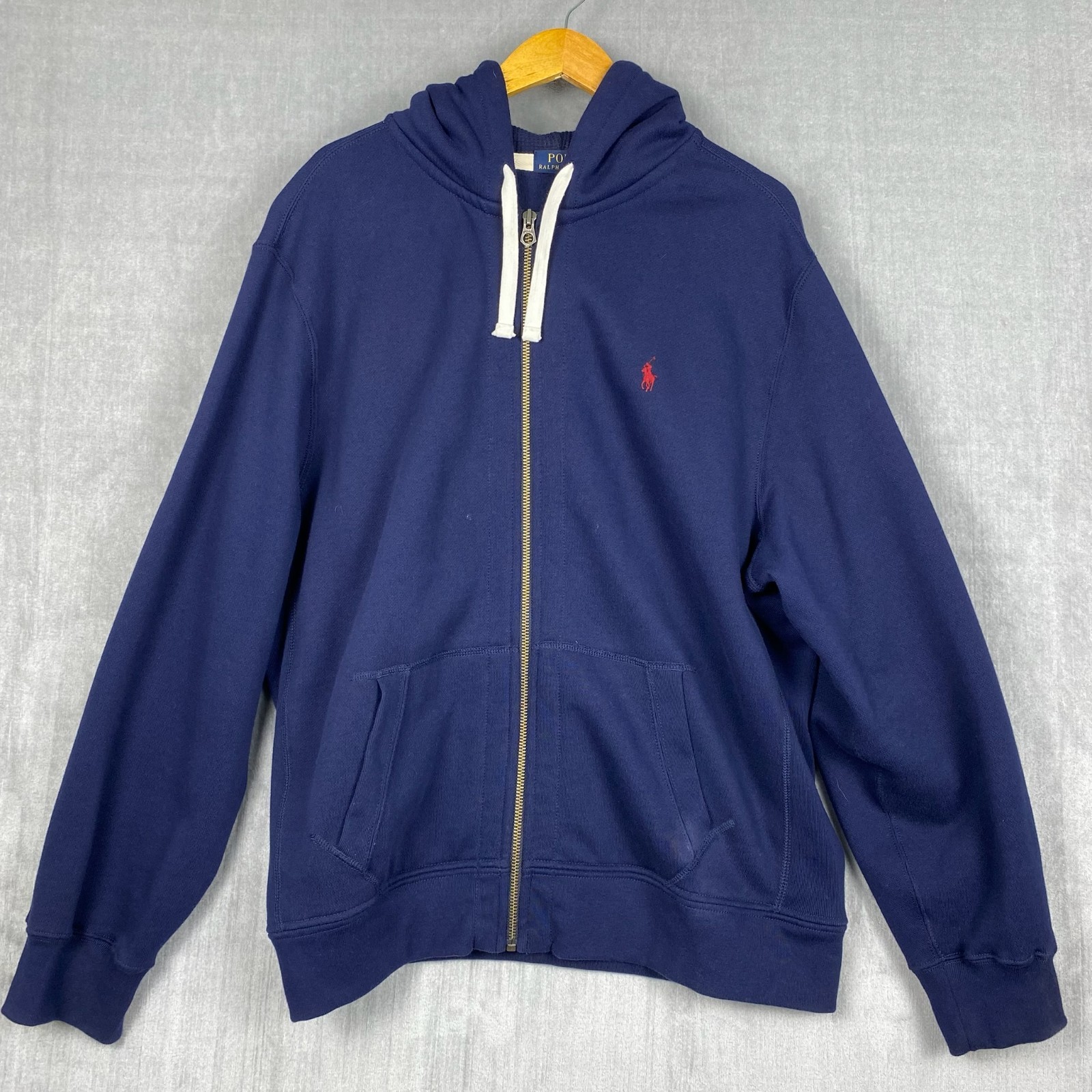 Polo Ralph Lauren uomo felpa con cappuccio 2XL blu full zip edera lega preppy rosso pony