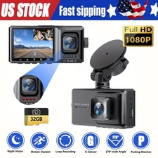 1080P Dash Cam Motion Detect Front and Inside Dual Dash Camera W/ 32GB SD Card