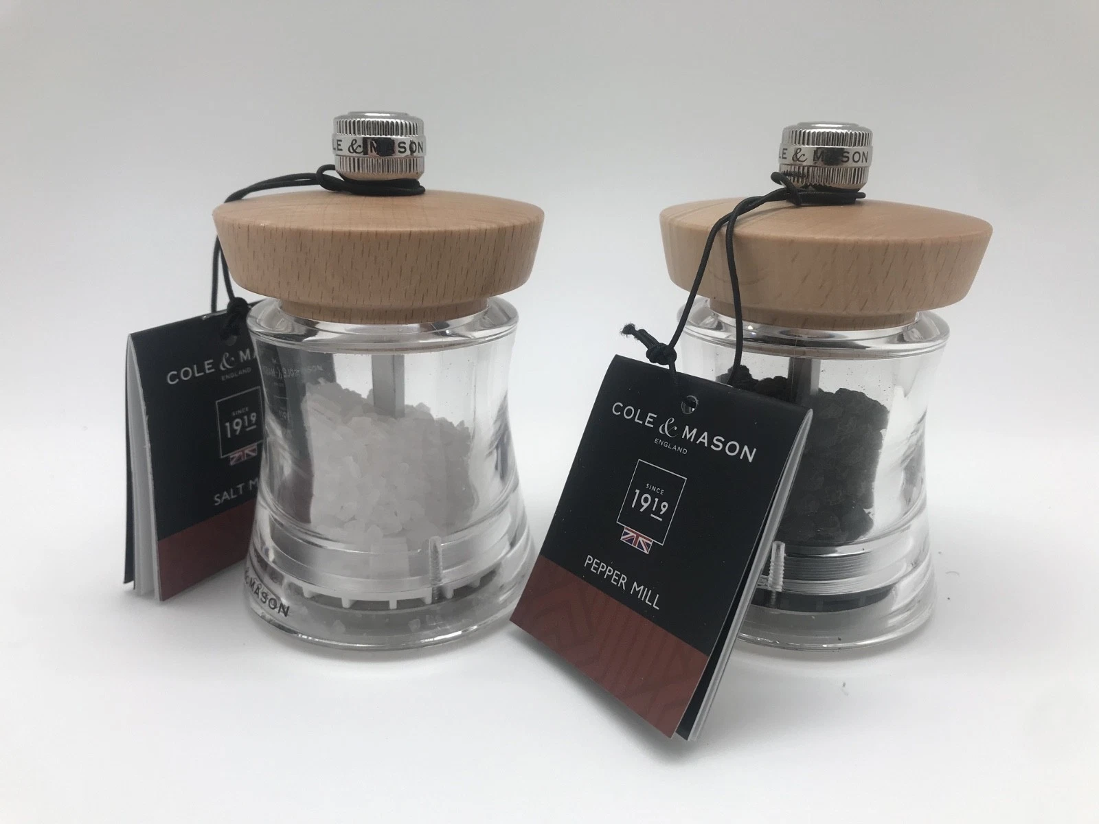 COLE & MASON Holborn Natural Beech Compact Salt & Pepper Mills Set (2)