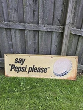 Pepsi Sign Embossed Vintage Old Rustic Original