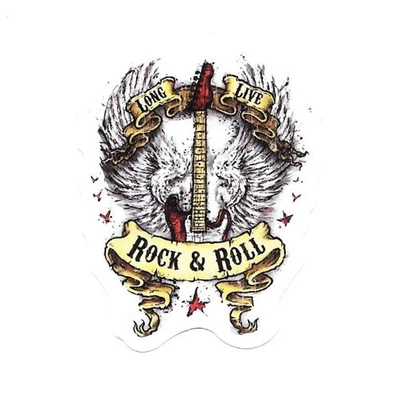 TRIPLE S CREATIONS Vinyl Sticker - Long Live Rock n Roll Guitar Wings Die Cut Durable Ready to Ship