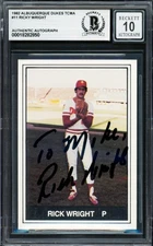 Rick Ricky Wright Auto 1982 TCMA Card 11 Albuquerque Dukes Sig 10 Mike Beckett