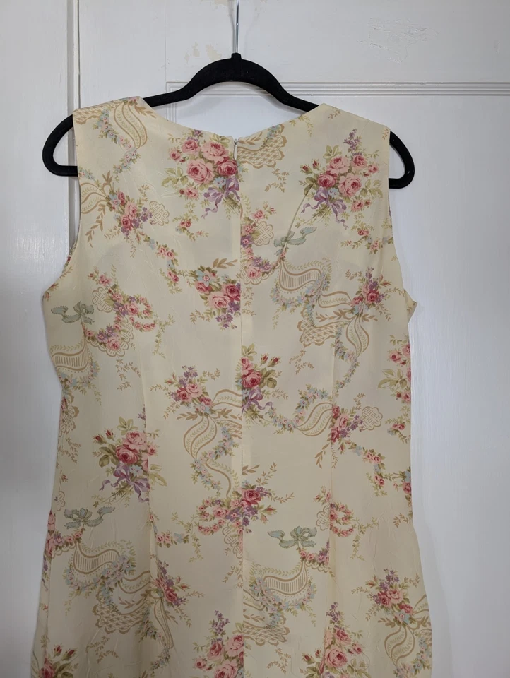 Vestido midi floral vintage para mujer R&K Originals sin mangas talla 12 Y2k Cottagecore Foto 3 de 4