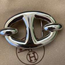 Hermes Vintage Chain D  Ancre Belt Buckle Silver Tone