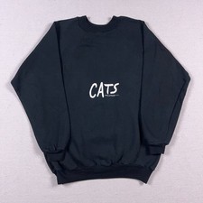 VTG Cats Musical Sweatshirt Mens Large Crewneck Raglan Double Sided USA 80s