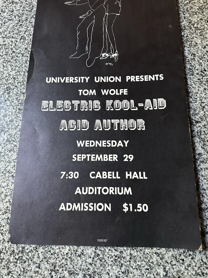 Póster de colección 1968 Tom Wolfe Electric Kool Aid prueba de ácido gira Ken Kesey LSD UVA Foto 4 de 4