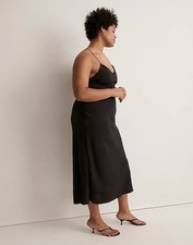 Madewell The Layton Midi Slip Dress in True Black - Sz 16