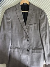 Marc Anthony Gray Wool Plaid 40R Suit Jacket Two-Button Notch Lapel Men