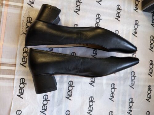 Franco Sarto Damenschuhe schwarz eckige Zehenpartie Leder Blockabsatz Pumps Größe 6M. - Bild 6 von 6