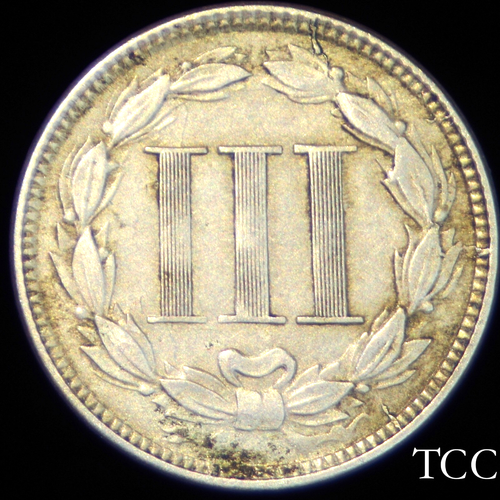 1865 THREE CENT NICKEL ~ BEAUTIFUL, ORIGINAL 3c COIN ~ TCC - Picture 4 of 5