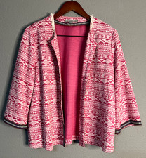 Vtg Valerie Stephens Blazer Womens Xl Barbie Pink Aztec Geometric Open Mature