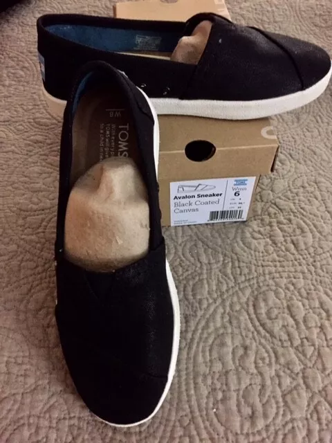 Toms Avalon Canvas Black Size 6 Shoes BRAND NEW slip on Sneakers Summer
