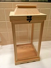 NEW Unfinished Wood Decorative Lantern Candle Holder 16" Tall Plexiglass Walls