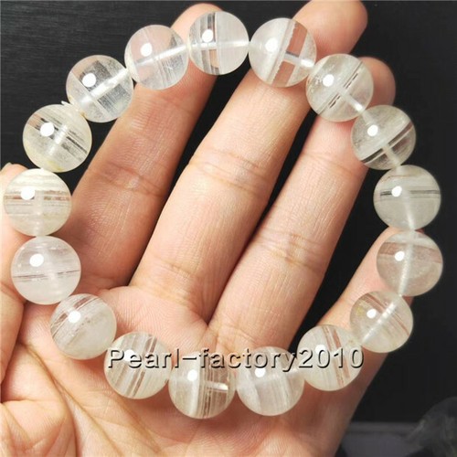 Natural White Phantom Quartz Crystal Beads Ghost Woman Bracelet AAAA 12.5 mm - Picture 6 of 9
