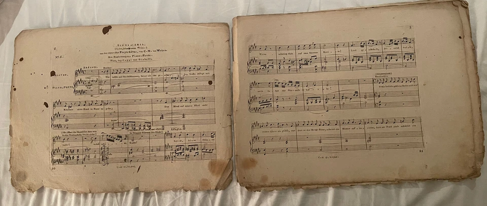 Carl Maria Webber Diabelli Wien Engraving Sheet Opera Freyschütz Cappi N 9 - Image 4 of 4