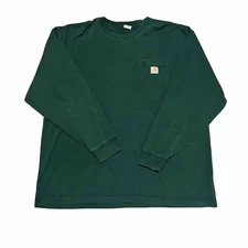Carhartt Mens Long Sleeve Pocket Tee Shirt K126 HTG Hunter Green Logo Size 2XL