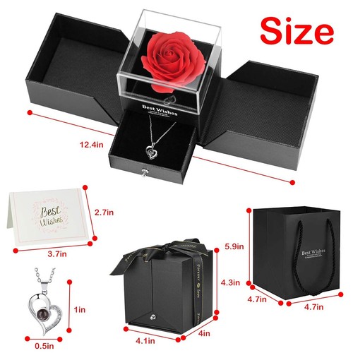 Valentine's Day Gift,Jewelry Gift Box Forever Rose, With Hanging Bag Card - Imagen 5 de 18