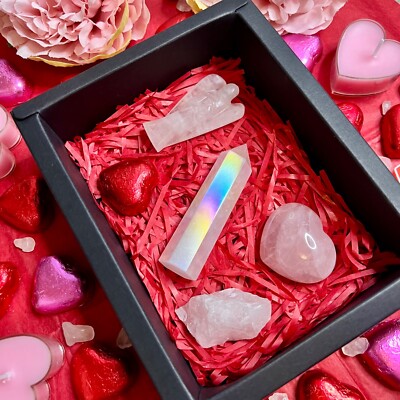 Aura Rosenquarz Valentinstag Kristall Geschenkbox Rosa Kristall Liebe Herz 